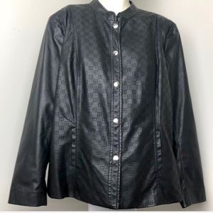 Tanjay Black Faux Leather Lightweight Jacket Size 16